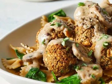 Mushroom Stroganoff with wheatballs