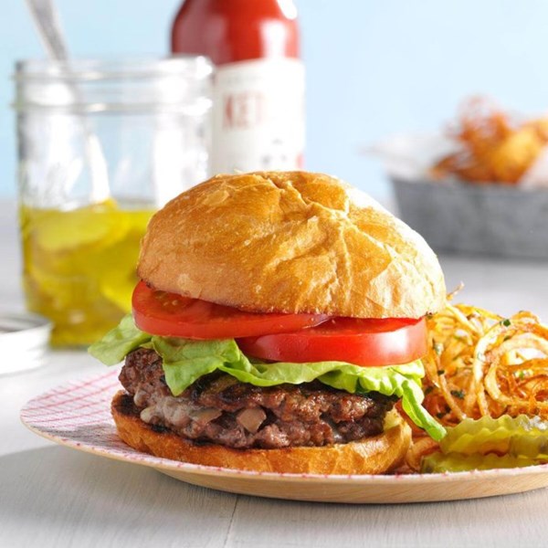 Mushroom-stuffed cheeseburgers