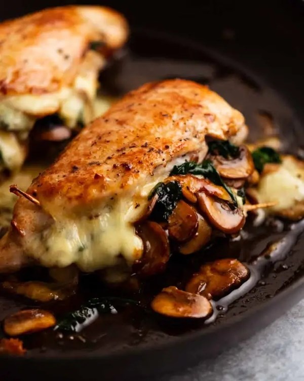Mushroom-stuffed chicken breast