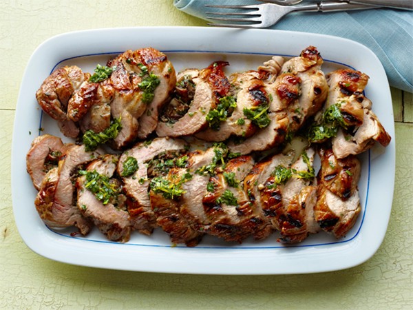 Mushroom-stuffed pork tenderloin