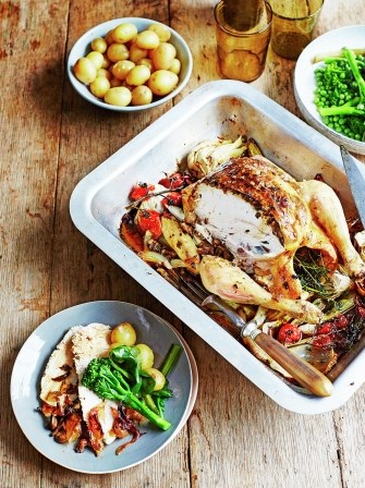 Mushroom-stuffed roast chicken