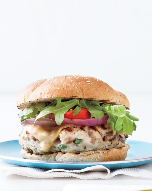 Mushroom-Swiss turkey burgers
