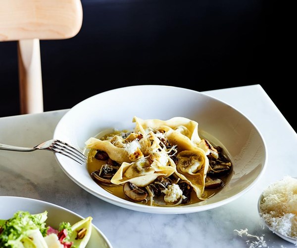 Mushroom tortellini with buffalo ricotta