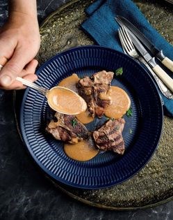 Mushroom vin with lamb chops [Harry Koeppel]