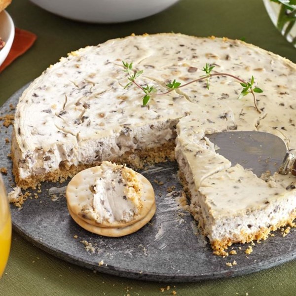 Mushroom, walnut & thyme cheesecake