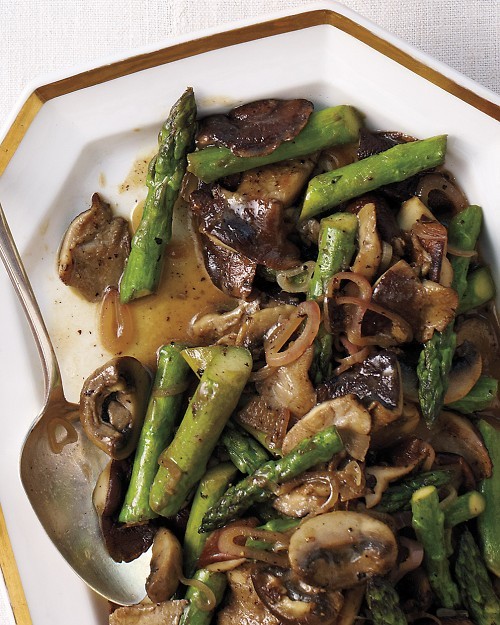 Mushrooms and asparagus with sherry vinaigrette