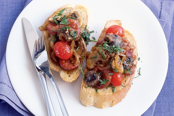 Mushrooms and chorizo on toast