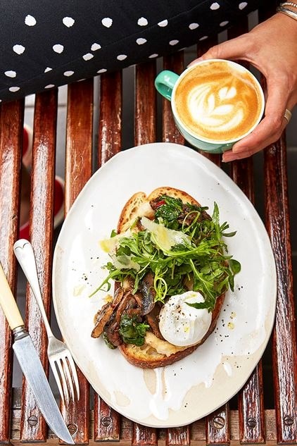 Mushrooms and spinach on sourdough toast