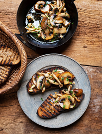 Mushrooms on toast with lemon tarragon butter