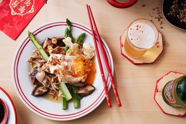 Mushrooms with crispy egg
