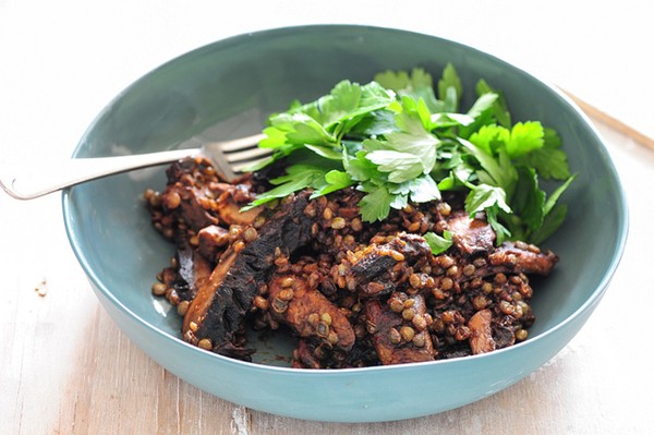 Mushrooms with lentils