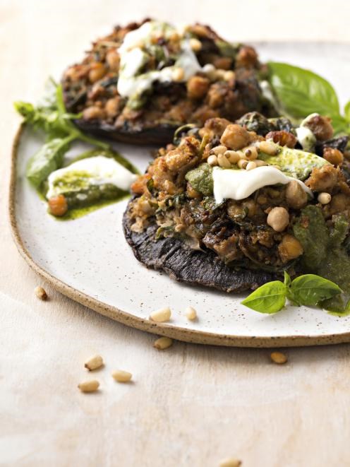 Mushrooms with spiced chickpeas