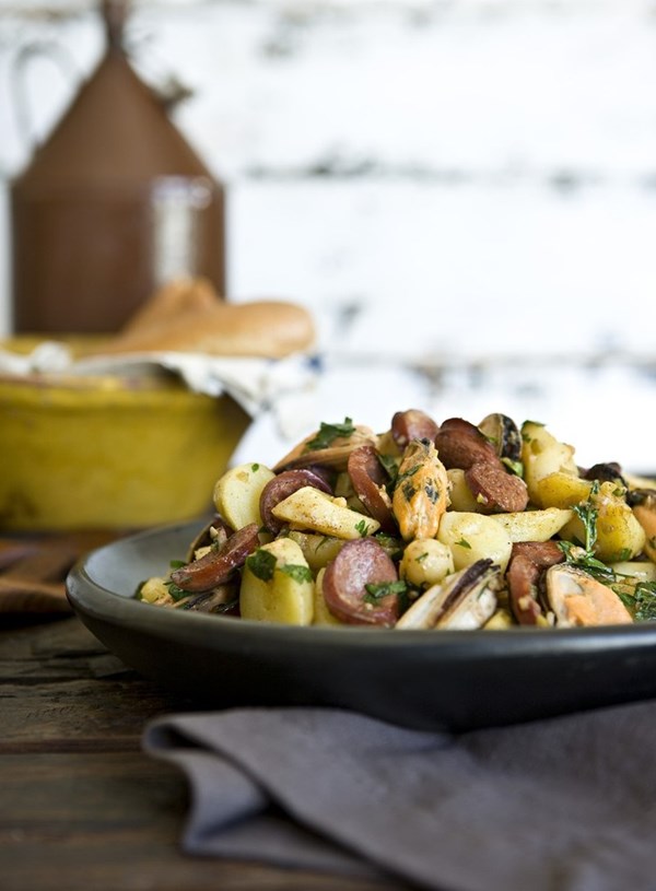 Mussel, potato and chorizo salad