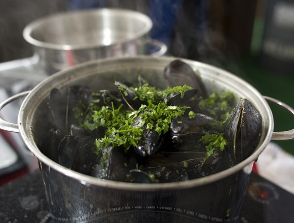 Mussels Hoegaarden and green herbs