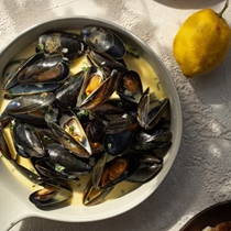 Mussels in a creamy white wine and garlic sauce