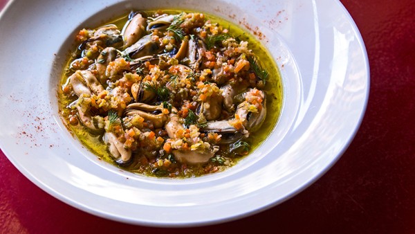 Mussels poached in vinaigrettte (Mejillones en escabeche)
