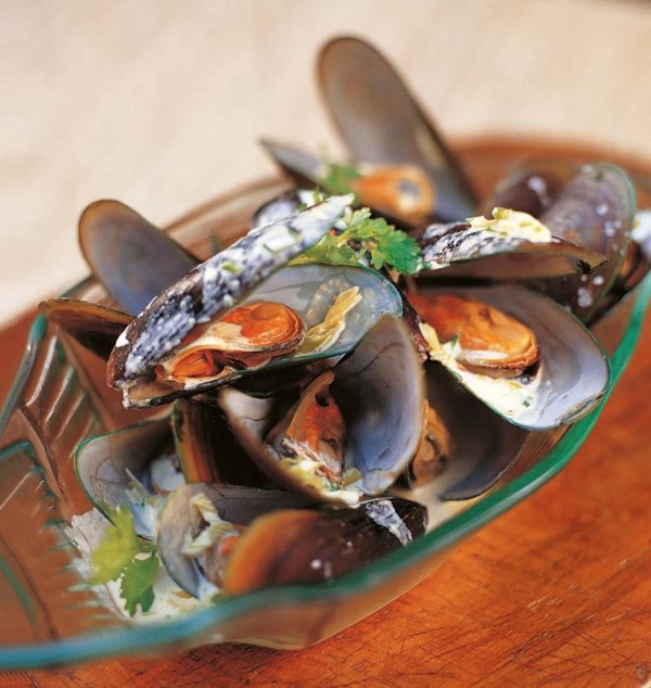 Mussels steamed in a fragrant coconut cream