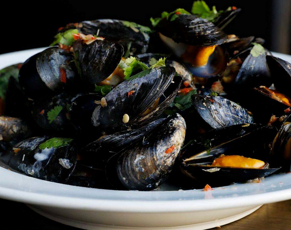 Mussels with coconut sweet chili broth