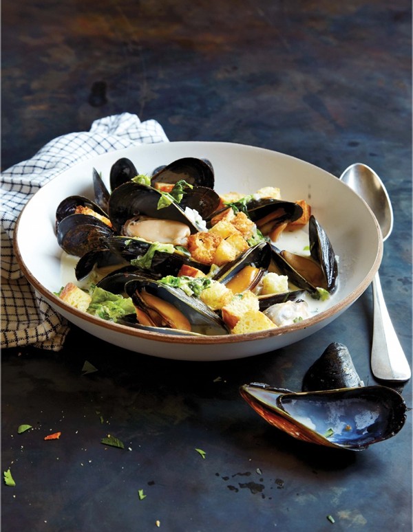 Mussels with lettuce sauce
