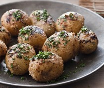 Mustard aioli-grilled potatoes with fines herbes