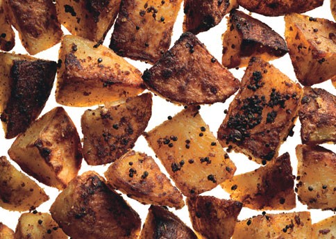 Mustard and coriander roasted potatoes