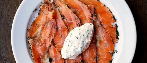 Mustard-and-dill-cured salmon with herb fromage blanc