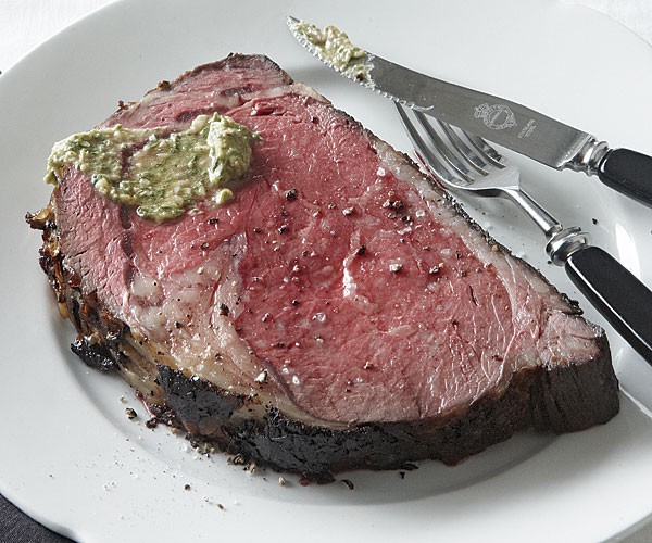 Mustard-and-herb-butter-rubbed prime rib