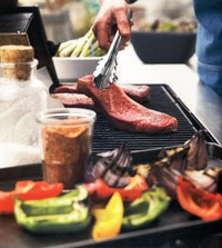 Mustard-and-rosemary-crusted lamb steaks