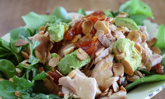 Mustard apricots with smoked chicken
