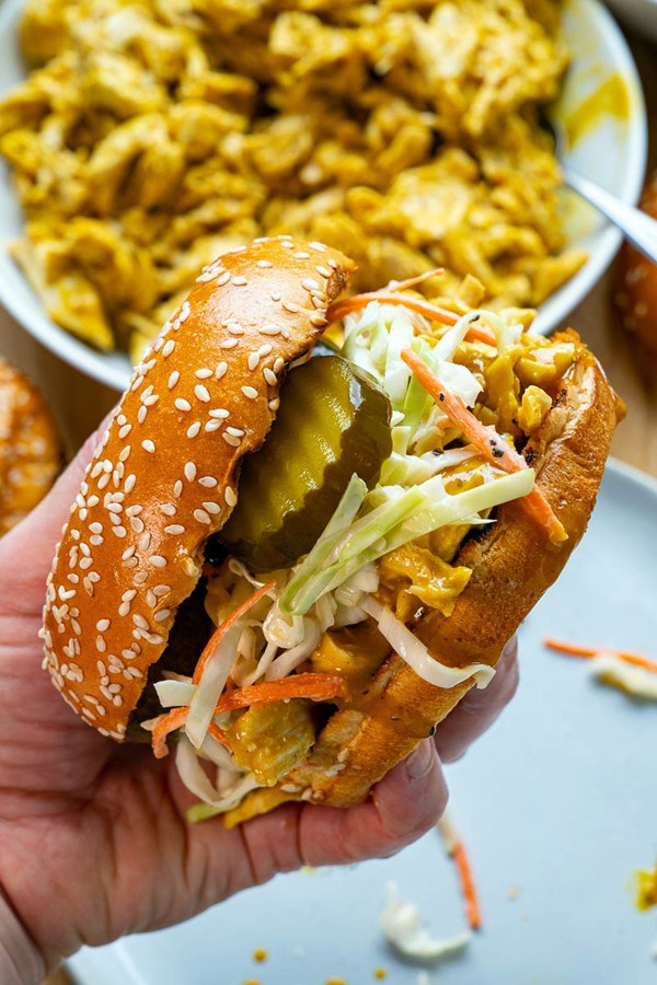 Mustard BBQ chicken sandwich