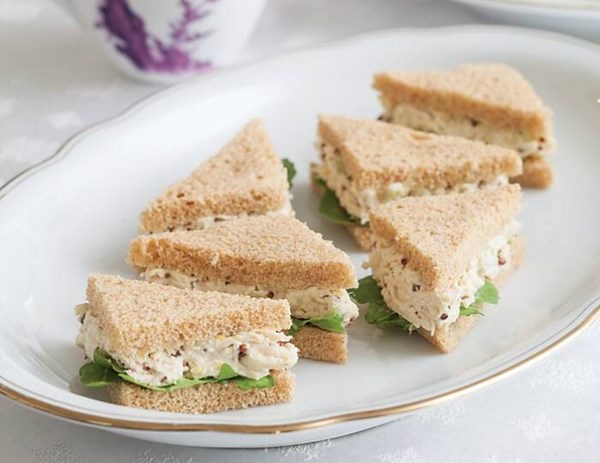 Mustard chicken salad tea sandwiches