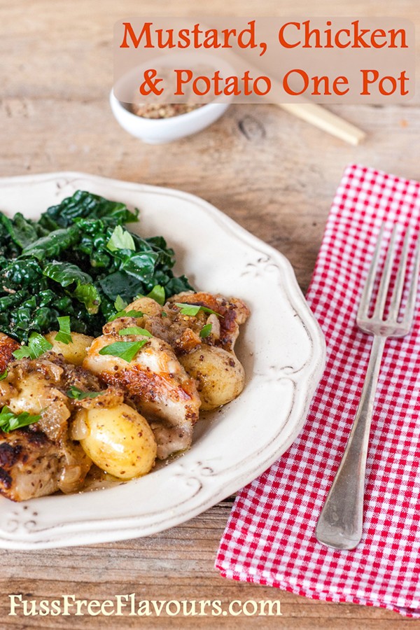 Mustard, chicken thigh and potato one pot casserole
