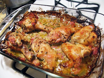 Mustard chicken with bacon and cream