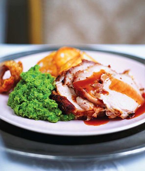 Mustard fennel pork loin with Cumberland pan sauce