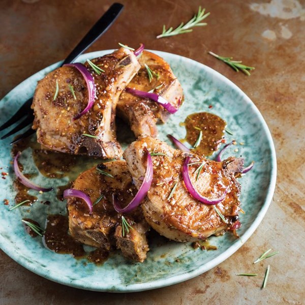 Mustard glazed pork chops