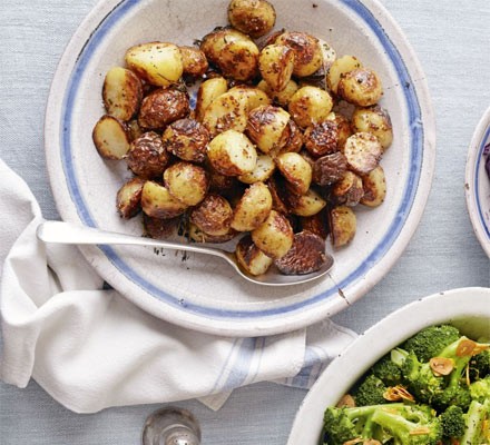 Mustard-glazed roast new potatoes