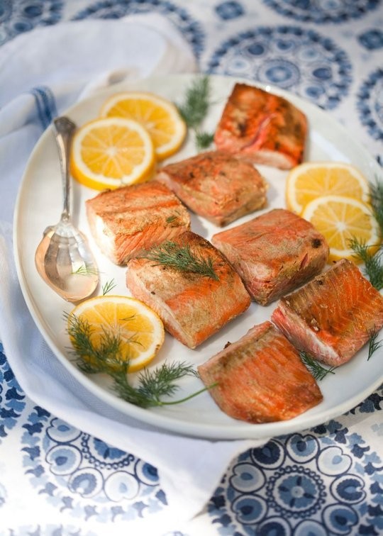 Mustard-glazed salmon