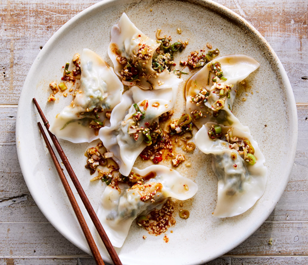 Mustard-green kimchi dumplings (Gat kimchi mandoo)