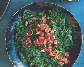 Mustard greens with chipotle and bacon