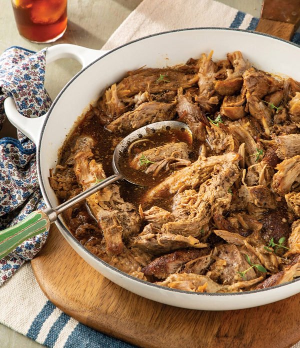 Mustard-molasses braised pork shoulder