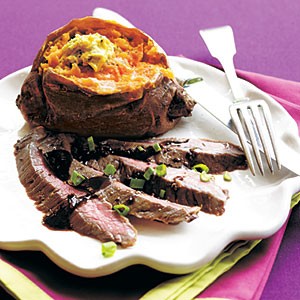 Mustard-molasses flank steak