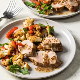Mustard pork tenderloin with cauliflower