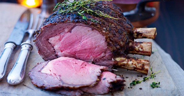 Mustard roast rib of beef