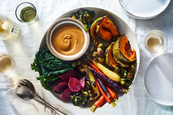 Mustardy, mapley tahini sauce