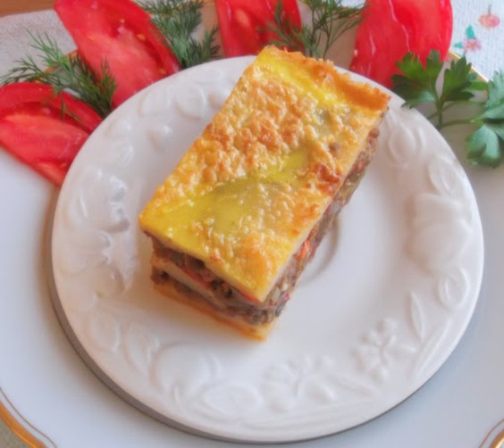 My mom’s luscious potato moussaka, Jewish style