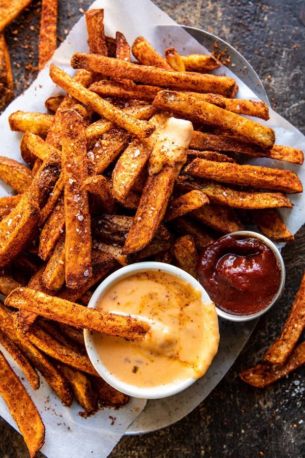 Nacho fries with chipotle queso