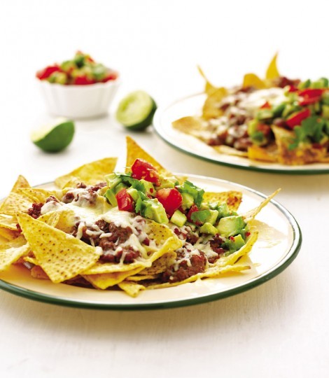 Nachos with fresh avocado salsa