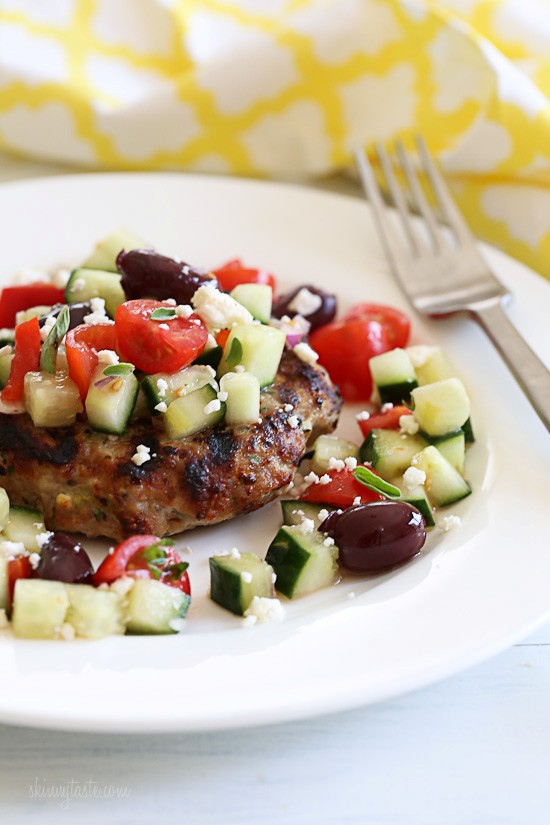 Naked Greek feta-zucchini turkey burgers