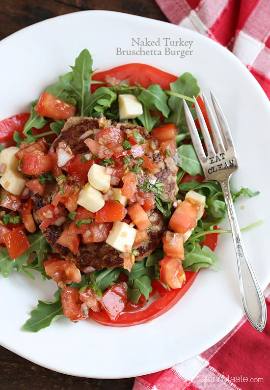 Naked turkey bruschetta burger