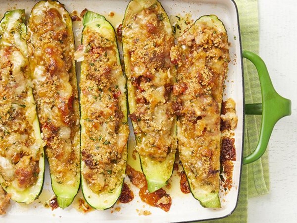 Nancy Fuller’s sausage-stuffed zucchini boats